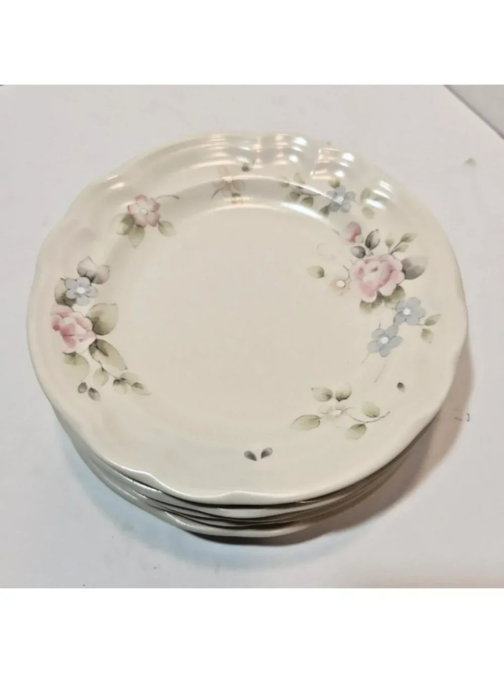 Vtg Pfaltzgraff Tea Rose Stoneware Salad Plates Set of 5 USA Made 7.25